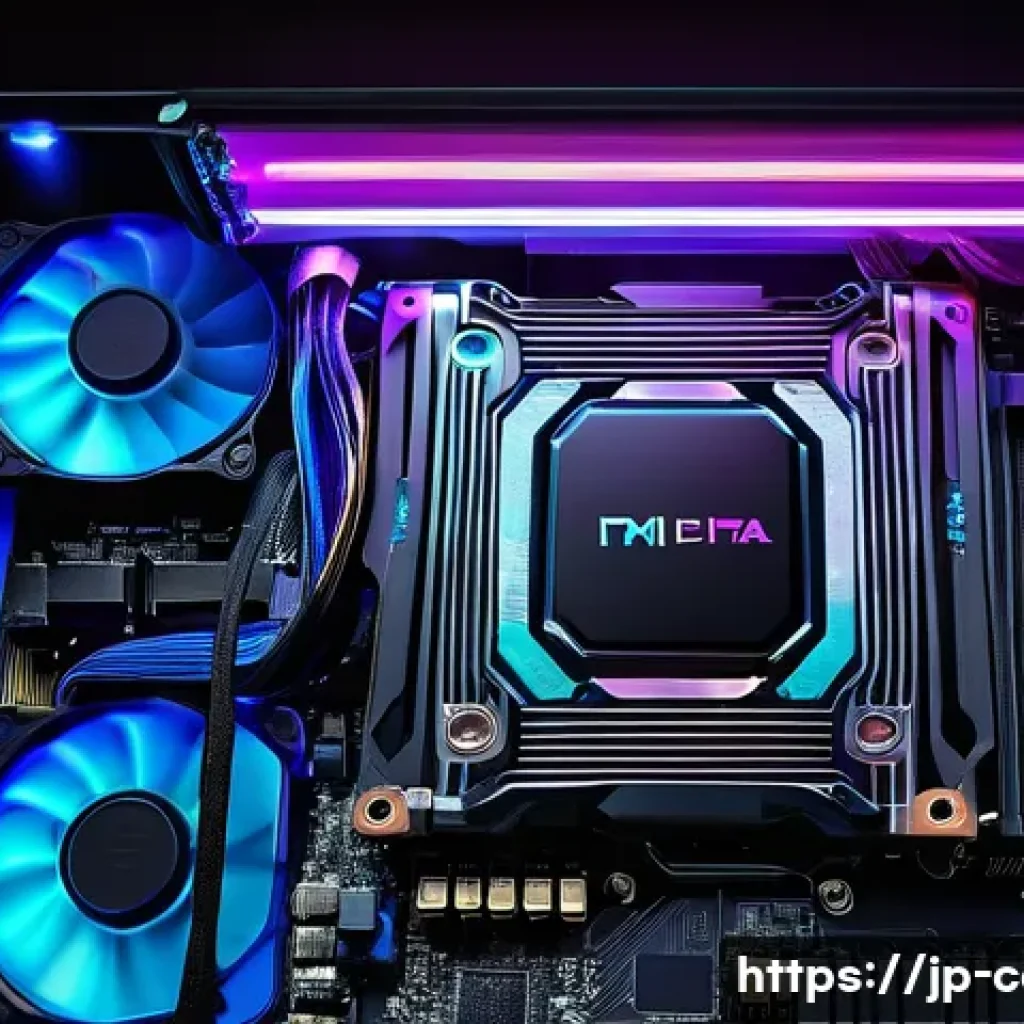중급 게이밍 PC 조립 추천 부품 - **Prompt:** A vibrant, dynamic close-up of a modern gaming PC's internal components. The focus is on...