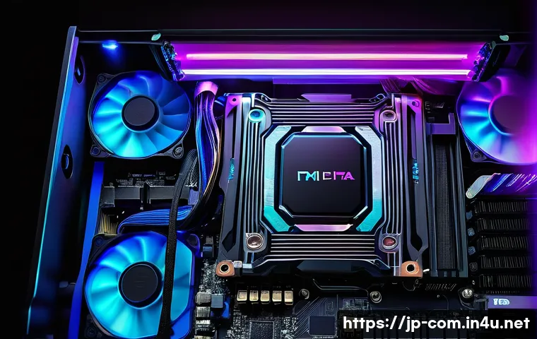 중급 게이밍 PC 조립 추천 부품 - **Prompt:** A vibrant, dynamic close-up of a modern gaming PC's internal components. The focus is on...