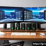 가성비 좋은 CPU 추천 - A modern Japanese home office setup focusing on a high-performance CPU workstation, featuring a slee...