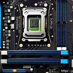 컴퓨터 메인보드 칩셋 종류와 차이점 - A sleek modern computer motherboard with the latest Intel Z790 chipset installed, featuring visible ...